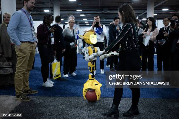 Miroki robot, from French company Enchanted Tools, is seen at the Eureka Park exhibition in the Venetian Expo Center during the Consumer Electronics...