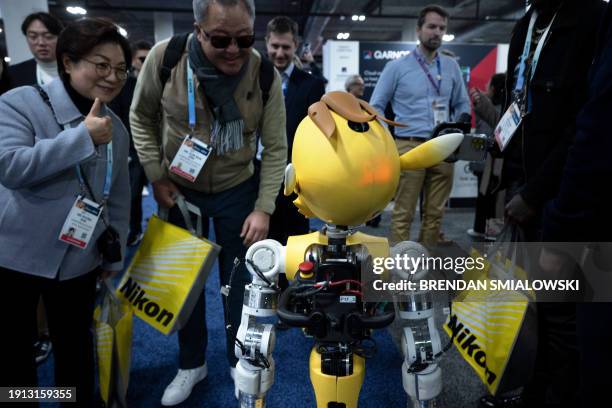 Miroki robot, from French company Enchanted Tools, is seen at the Eureka Park exhibition in the Venetian Expo Center during the Consumer Electronics...