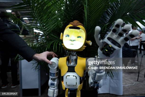 Miroki robot, from French company Enchanted Tools, is seen at the Eureka Park exhibition in the Venetian Expo Center during the Consumer Electronics...