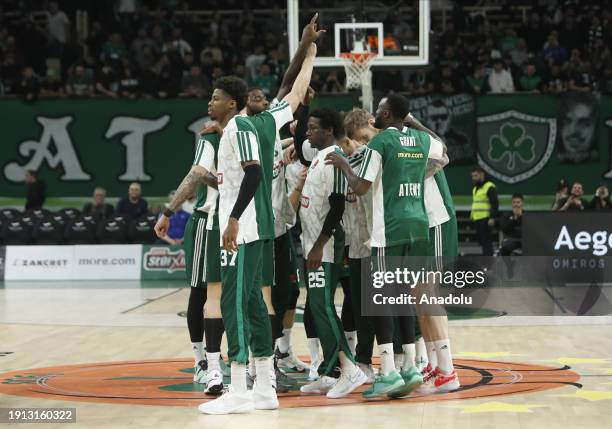 Players of Panathinaikos AKTOR Athens react during the Turkish Airlines Euroleague's regular season basketball match between Panathinaikos AKTOR...