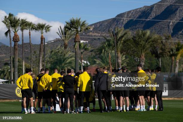 The Team of Borussia Dortmund during a training session on January 5, 2024 in Marbella, Spain.