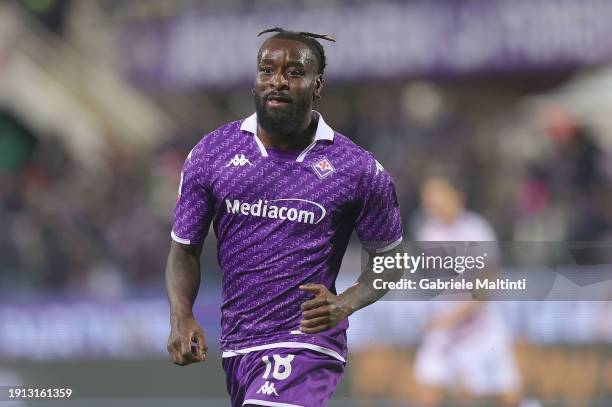 Bala Nzola of ACF Fiorentina looks on during the match between of ACF Fiorentina and Bologna FC - Coppa Italia at Stadio Artemio Franchi on January...