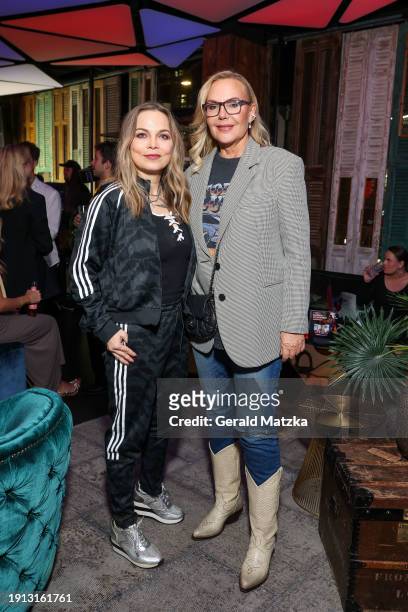 Regina Halmich and Natascha Ochsenknecht attend the ALDI Sports x McFit launch event at The Reed on January 9, 2024 in Berlin, Germany.