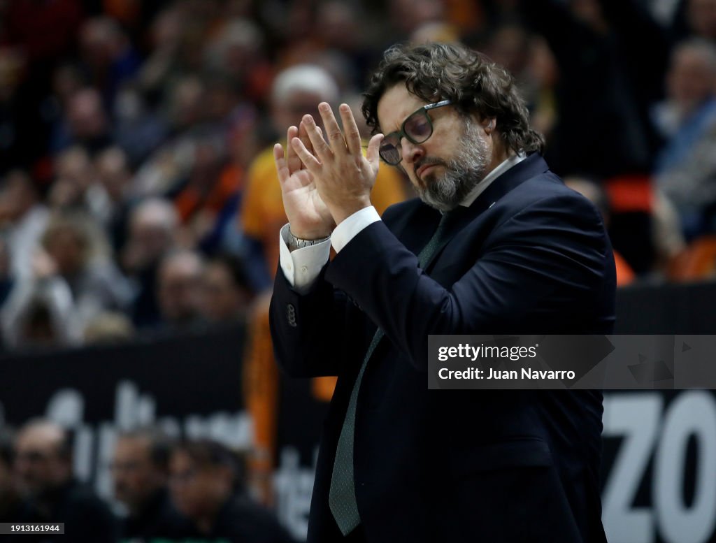 Coach Zalgiris Andrea Trinchieri, Head Coach of Zalgiris Kaunas in action during the ...