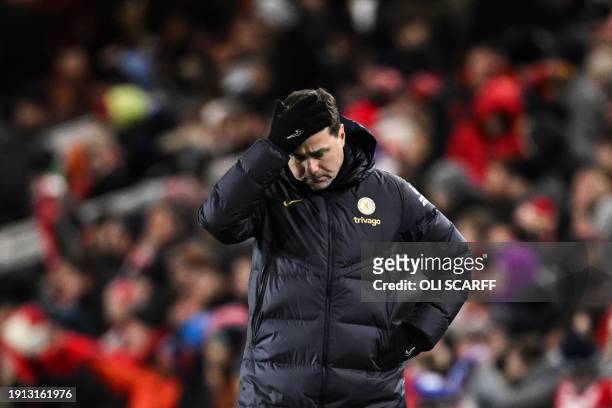 Chelsea's Argentinian head coach Mauricio Pochettino during the English League Cup first-leg semi-final football match between Middlesbrough and...