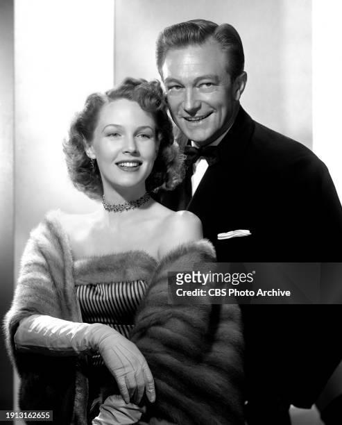 Pictured is Richard Denning and Barbara Britton in the CBS television comedy-detective series, Mr. And Mrs. North. August 1, 1952.