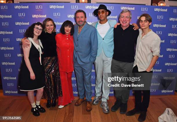 Maddie Holliday, Sarah Alexander, Frances Barber, Lee Mack, Muzz Khan, Nick Sampson and Jem Matthews attend the press night after party for "The...