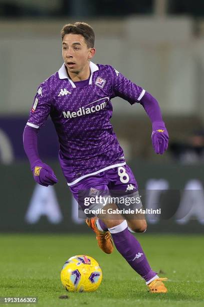 Maxime Lopez of ACF Fiorentina in action the match between of ACF Fiorentina and Bologna FC - Coppa Italia at Stadio Artemio Franchi on January 9,...