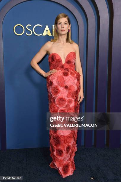 English actress Rosamund Pike arrives for the Academy of Motion Picture Arts and Sciences' 14th Annual Governors Awards at the Ray Dolby Ballroom in...