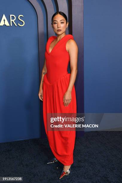 Actress Greta Lee arrives for the Academy of Motion Picture Arts and Sciences' 14th Annual Governors Awards at the Ray Dolby Ballroom in Los Angeles...