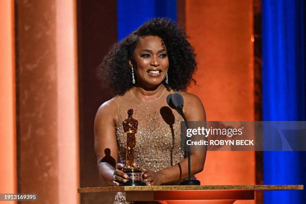 Actress Angela Bassett accepts the Academy Honorary Award during the Academy of Motion Picture Arts and Sciences' 14th Annual Governors Awards at the...