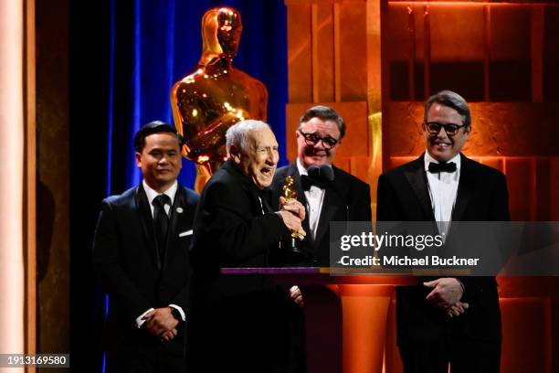 Mel Brooks, Nathan Lane and Matthew Broderick at the 14th Governors Awards held at The Ray Dolby Ballroom at Ovation Hollywood on January 9, 2024 in...