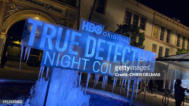 View of the red carpet for the Los Angeles premiere of the HBO series "True Detective: Night Country" at the Paramount Theater in Los Angeles on...