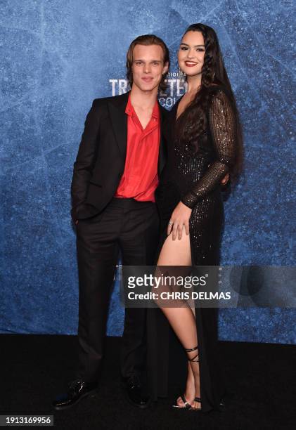 Actors Anna Lambe and Finn Bennett attend the Los Angeles premiere of the HBO series "True Detective: Night Country" at the Paramount Theater in Los...