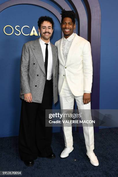 Comedian Ramy Youssef and US musician Jon Batiste arrive for the Academy of Motion Picture Arts and Sciences' 14th Annual Governors Awards at the Ray...