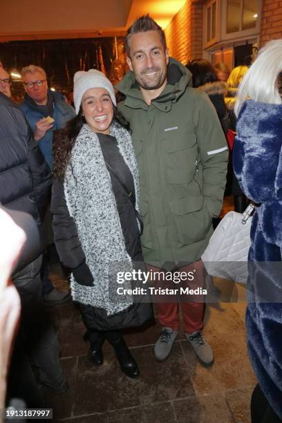 Melissa Ortiz Gomez, Benjamin Fazio during the new year's reception "Punsch unter'm Dach" at Hotel Grand Elysee on January 9, 2024 in Hamburg,...