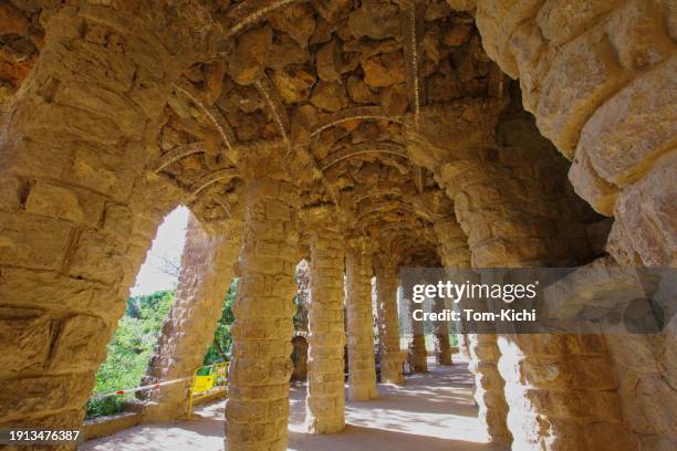 stone promenade／park guell in barcelona - casa museu gaudi stock pictures, royalty-free photos & images