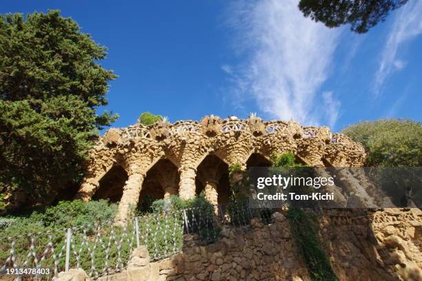 stone promenade／park guell in barcelona - casa museu gaudi stock pictures, royalty-free photos & images