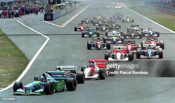 Mika Hakkinen, MCLAREN INTO THE FIRST BEND OF THE PACIFIC GP. Mandatory Credit: Pascal Rondeau/ALLSPORT