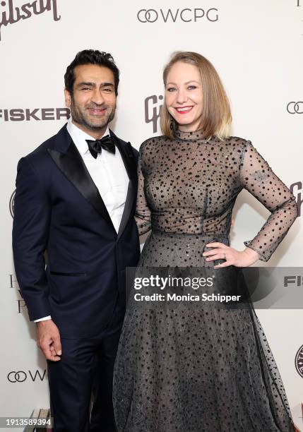 Kumail Nanjiani and Emily V. Gordon attend The Art of Elysium's 2024 HEAVEN Gala at The Wiltern on January 06, 2024 in Los Angeles, California.