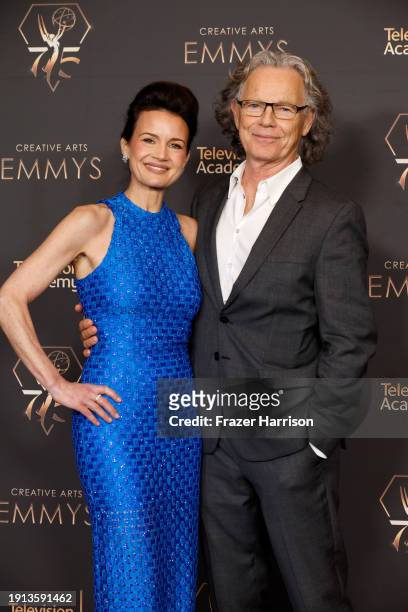 Carla Gugino and Bruce Greenwood attend the 2024 Creative Arts Emmys at Peacock Theater on January 06, 2024 in Los Angeles, California.