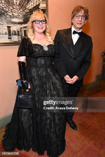 Kirsten Vangsness and Neil Gaiman attend The Art of Elysium's 25th Anniversary HEAVEN Gala at The Wiltern on January 06, 2024 in Los Angeles,...