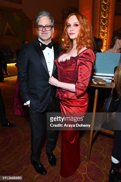 George Bianchini and Christina Hendricks attend The Art of Elysium's 25th Anniversary HEAVEN Gala at The Wiltern on January 06, 2024 in Los Angeles,...