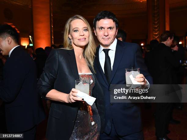 Jeri Ryan and Christophe Eme attend The Art of Elysium's 25th Anniversary HEAVEN Gala at The Wiltern on January 06, 2024 in Los Angeles, California.