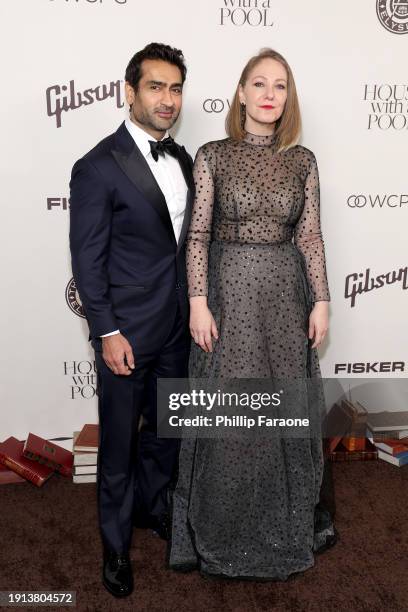 Kumail Nanjiani and Emily V. Gordon attend The Art of Elysium's 25th Anniversary HEAVEN Gala at The Wiltern on January 06, 2024 in Los Angeles,...