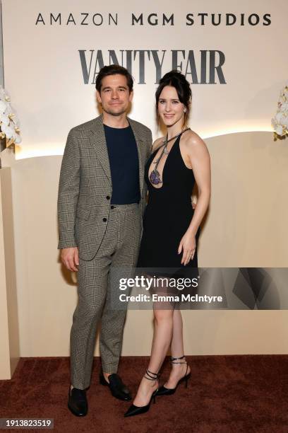 Jason Ralph and Rachel Brosnahan attend the Vanity Fair and Amazon MGM Studios awards season celebration at Bar Marmont on January 06, 2024 in Los...