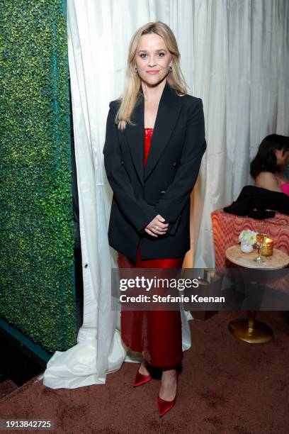 Reese Witherspoon attends the Vanity Fair and Amazon MGM Studios awards season celebration at Bar Marmont on January 06, 2024 in Los Angeles,...
