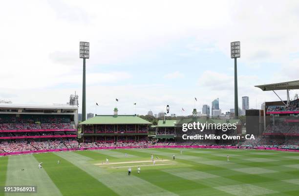 General view of play inside the stadium during day three of the Men's Third Test Match in the series between Australia and Pakistan at Sydney Cricket...