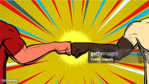 vector pop art fist bump stock illustration - anti-racism stock illustrations