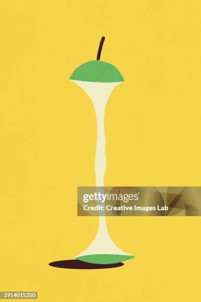 surreal melting apple illustration - distorted stock pictures, royalty-free photos & images