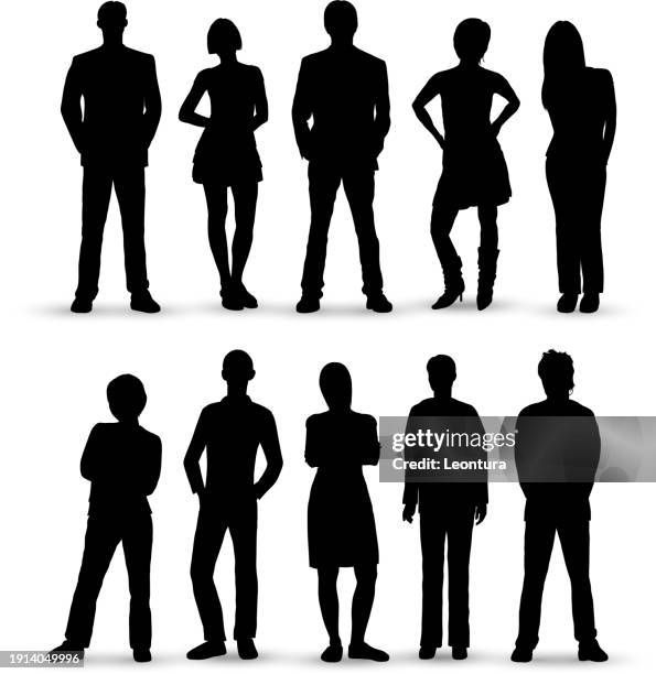 stockillustraties, clipart, cartoons en iconen met incredibly detailed people silhouettes - friendship man woman