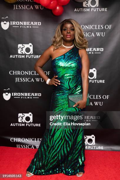 Nimi Adokiye poses on the red carpet at The Bixby + Barlow Building on January 06, 2024 in Los Angeles, California.