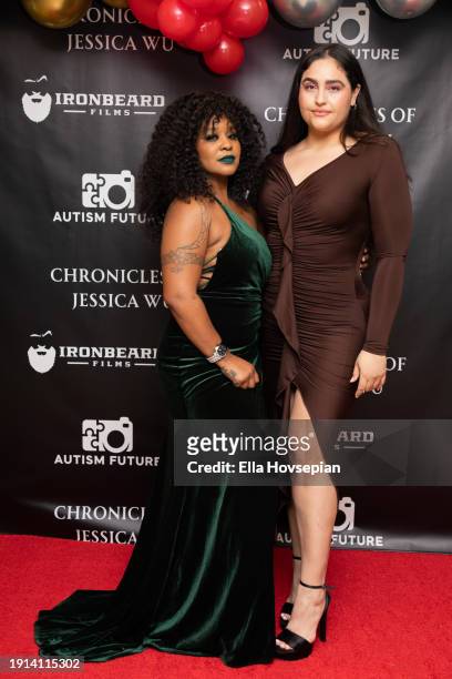 Angelique Walker and guest pose on the red carpet at The Bixby + Barlow Building on January 06, 2024 in Los Angeles, California.