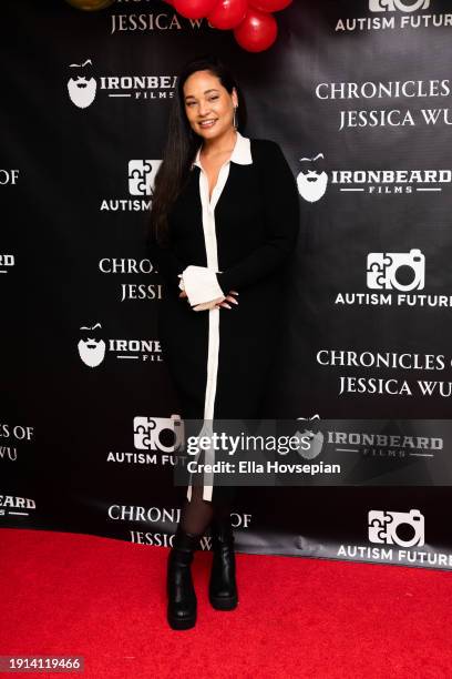 Guest poses on the red carpet at The Bixby + Barlow Building on January 06, 2024 in Los Angeles, California.