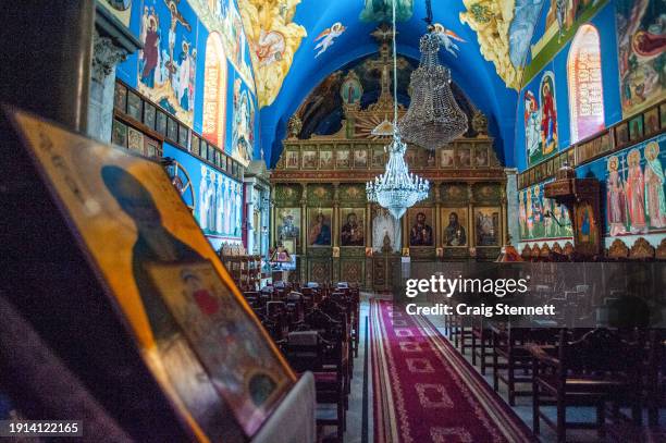 The inside of Saint Porphyrius Church on June 18, 2013 located in the Zaytun Quarter of Gaza City, Gaza, occupied Palestinian territories. T