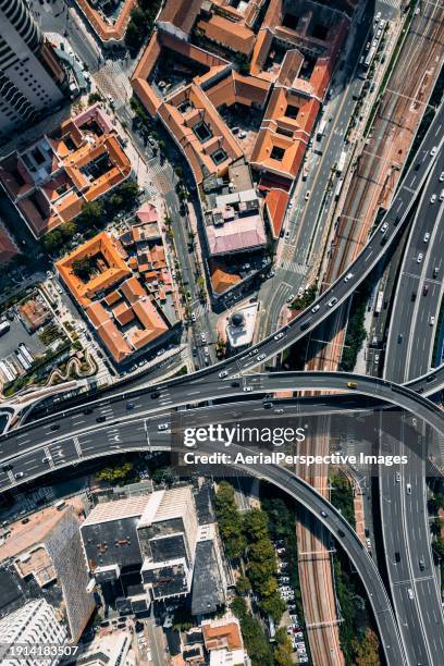 top view of the city qingdao / shandong, china - qingdao bridge stock pictures, royalty-free photos & images