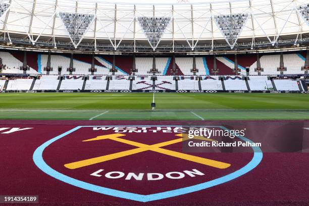 General view inside the stadium prior to the Emirates FA Cup Third Round match between West Ham United and Bristol City at London Stadium on January...