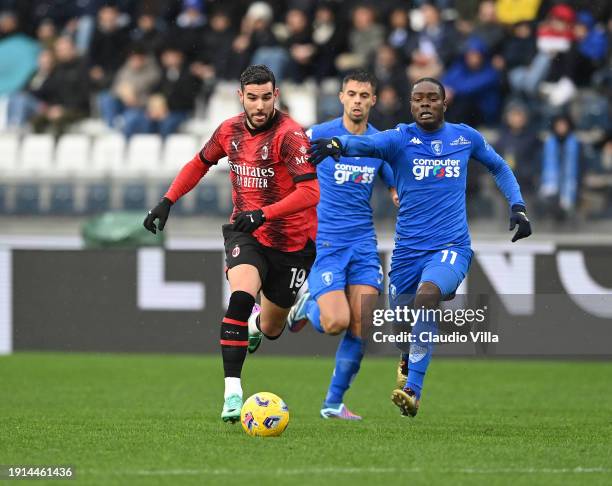 Theo Hernandez of AC Milan in action during the Serie A TIM match between Empoli FC and AC Milan at Stadio Carlo Castellani on January 07, 2024 in...