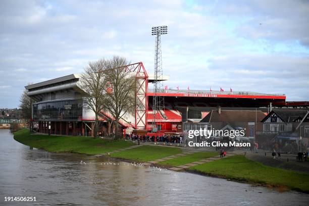 General view as fans arrive outside the stadium prior to the Emirates FA Cup Third Round match between Nottingham Forest and Blackpool at City Ground...