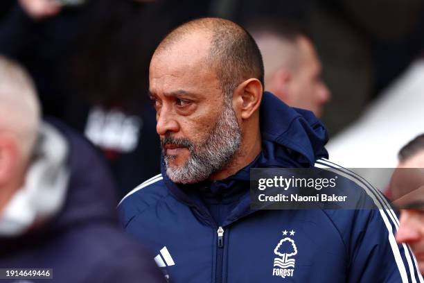 Nuno Espirito Santo, Manager of Nottingham Forest, looks on prior to the Emirates FA Cup Third Round match between Nottingham Forest and Blackpool at...