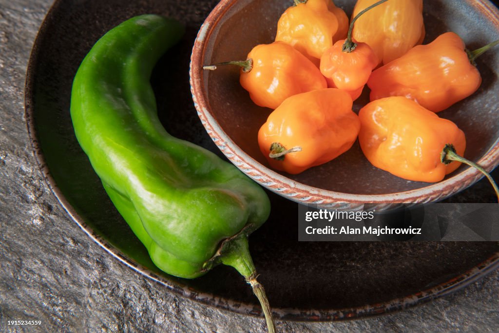 Habanero and Hatch chile peppers