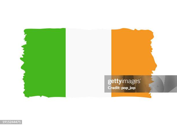 ireland flag - grunge style vector illustration. flag of ireland and text isolated on white background - republic of ireland flag stock illustrations