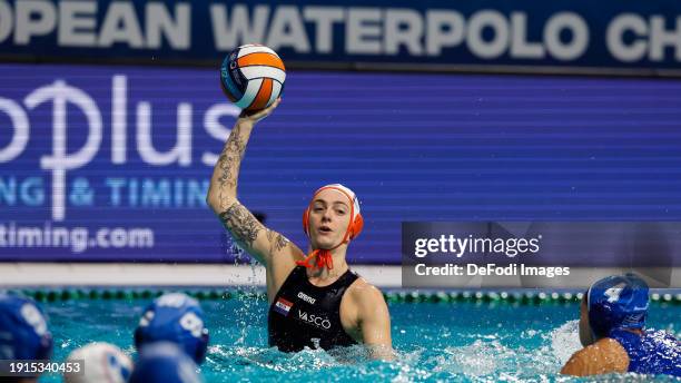 Sabrina van der Sloot of the Netherlands during the 2024 European Women's Water Polo Championships match between Netherlands and Greece at Pieter van...