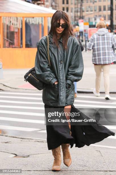 Emily Ratajkowski is seen on January 10, 2024 in New York City.