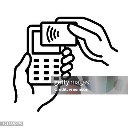 Contactless Payment With Hands Holding A Card And Card Reader Contactless Payment With Hands Holding A Card And Card Reader