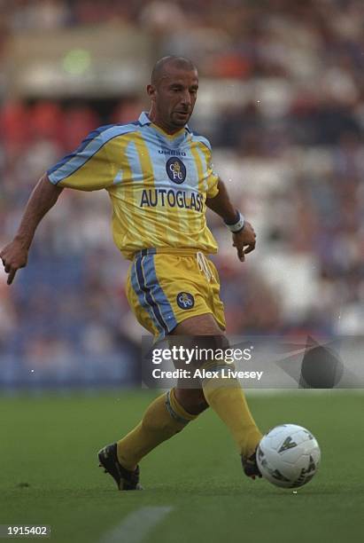 Gianluca Vialli of Chelsea in action during the pre-season friendly match against West Bromwich Albion at The Hawthorns in West Bromwich, Birmingham,...